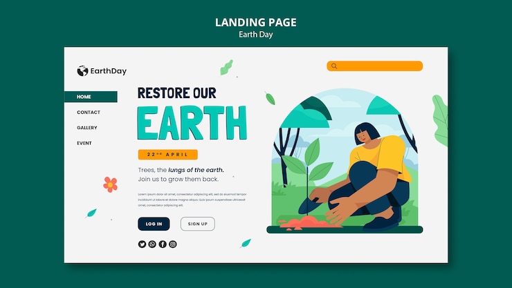 मुफ़्त PSD earth day celebration landing page
