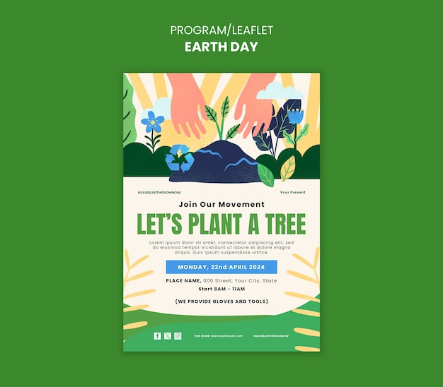 Free PSD earth day celebration leaflet  template
