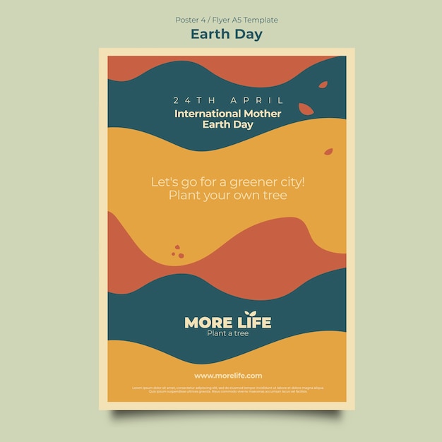 Бесплатный PSD Шаблон плаката празднования дня земли