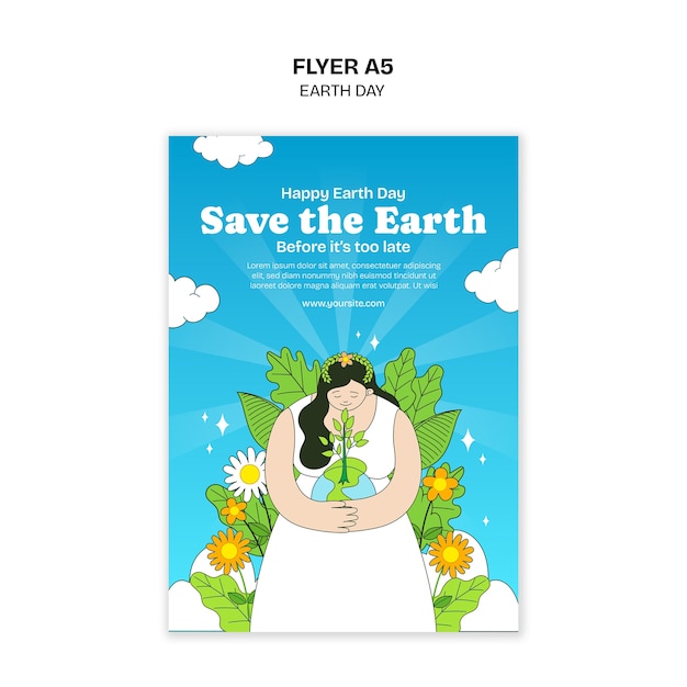 Free PSD earth day celebration poster template