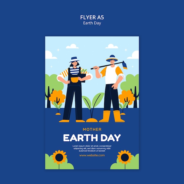 Free PSD earth day celebration poster template