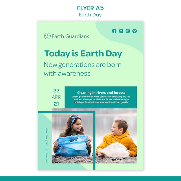 Free PSD earth day concept flyer template