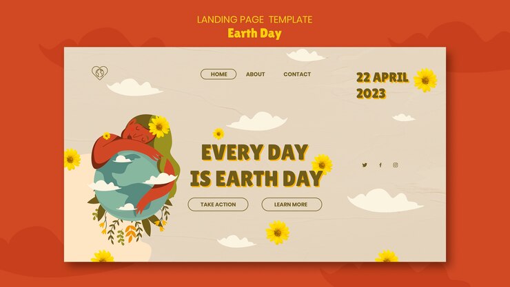 無料PSD 地球の日テンプレート デザイン