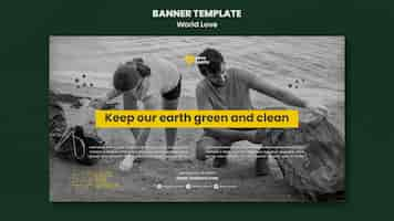 Free PSD earth green and clean banner template