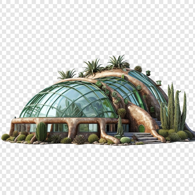 Free PSD earthship house isolated on transparent background