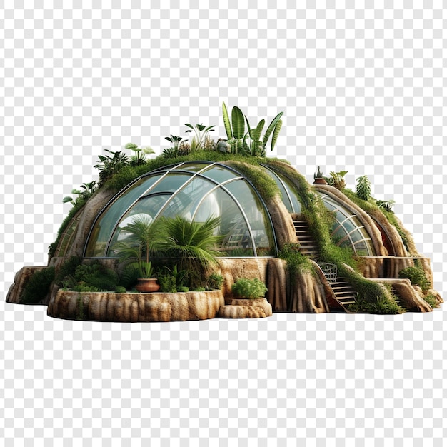 Earthship house isolated on transparent background