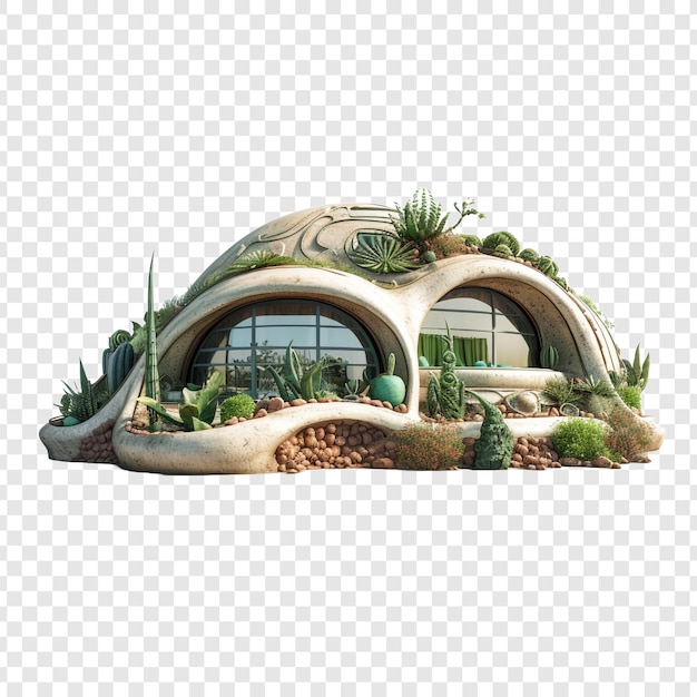 Earthship house isolated on transparent background