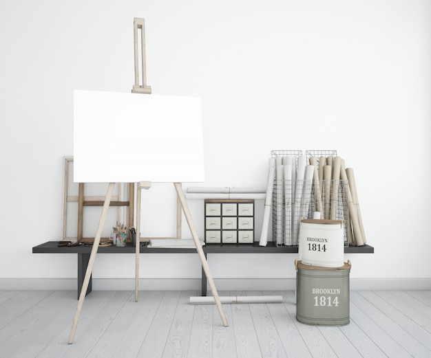 Easel stand with canvas