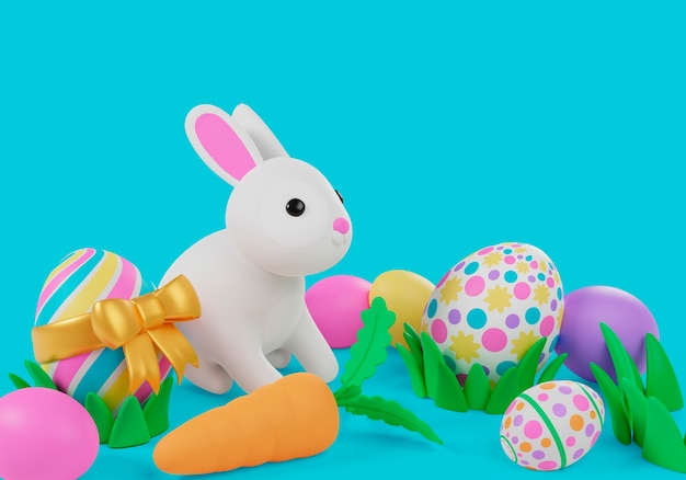 easter background with decorated eggs
