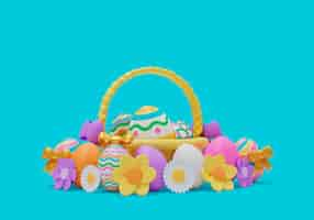 Free PSD easter background with decorated eggs