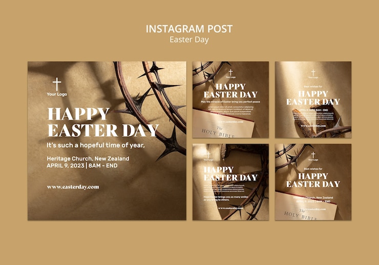 Free PSD easter celebration  instagram posts