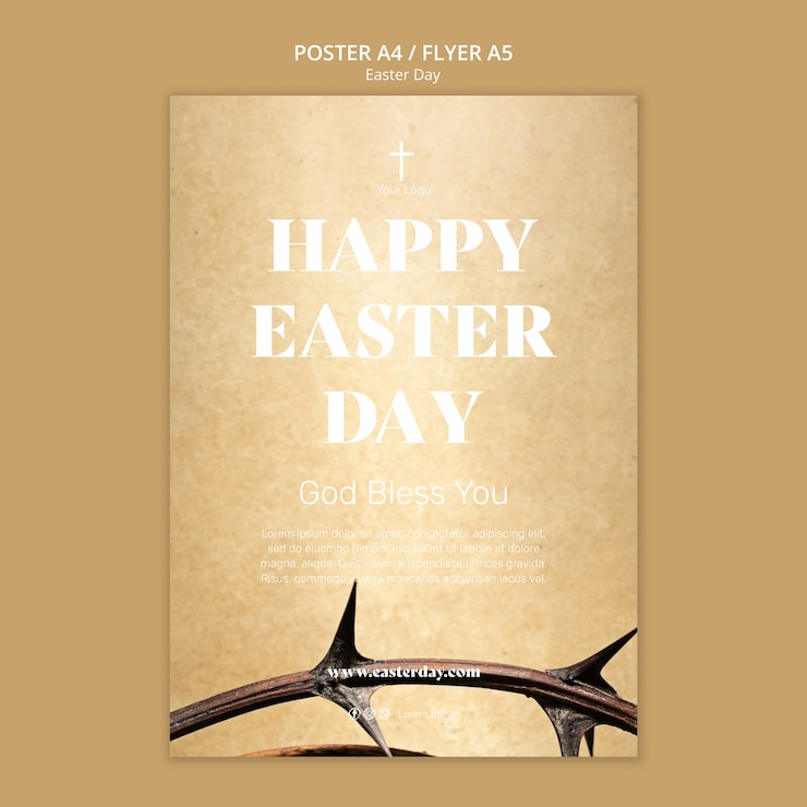 Free PSD easter celebration poster template