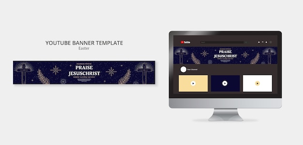 PSD gratuito modello di banner youtube per la celebrazione della pasqua
