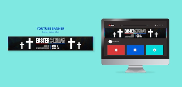 Modello di banner youtube per la celebrazione della pasqua