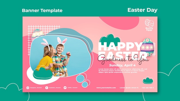 PSD gratuito modello di banner di giorno di pasqua