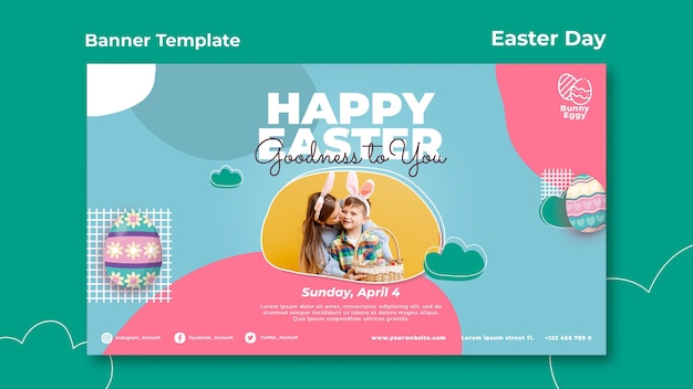 PSD gratuito modello di banner di giorno di pasqua