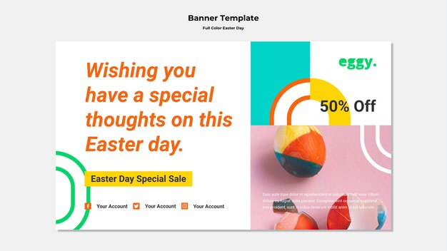 カラフルな詳細とイースターの日のバナー