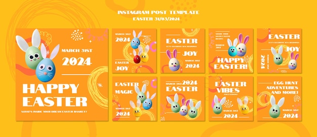 PSD gratuito post su instagram per la celebrazione della pasqua