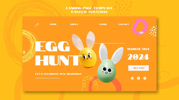 Free PSD easter day celebration landing page  template