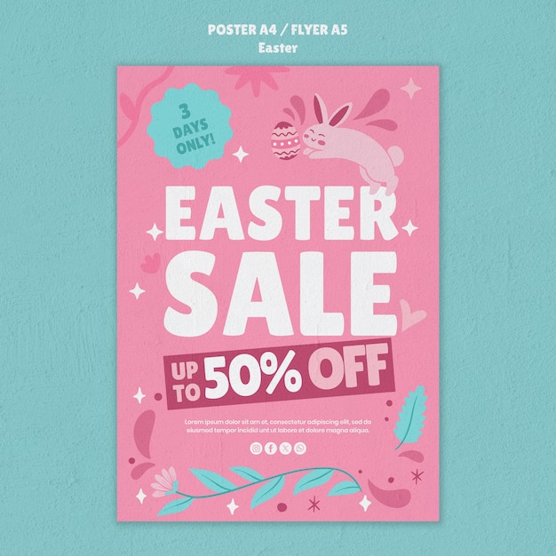Free PSD easter day celebration poster template