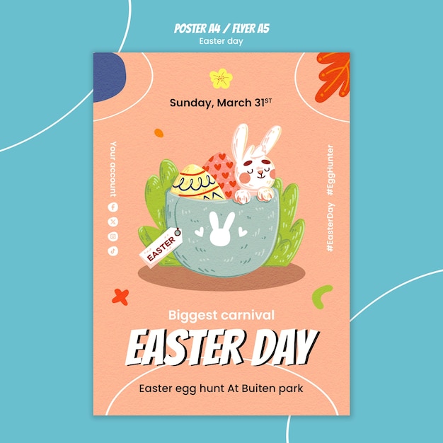 Easter day celebration poster template