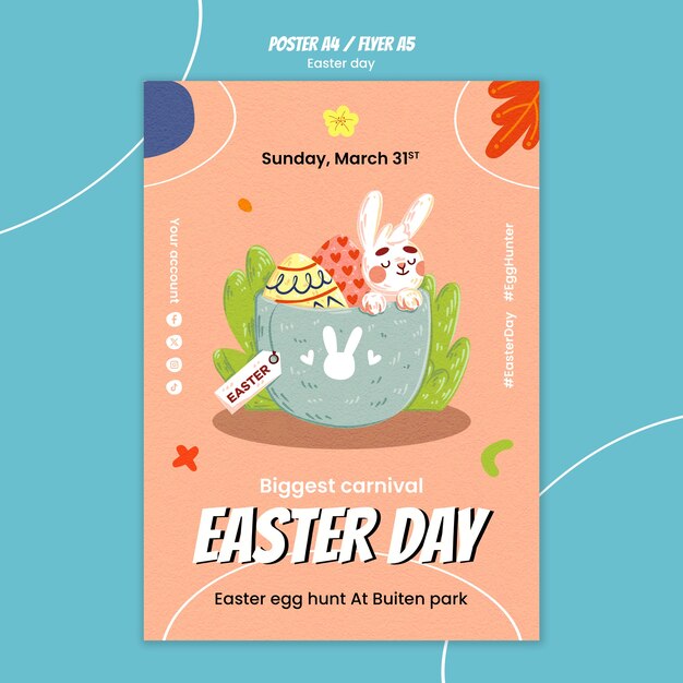 Easter day celebration poster template