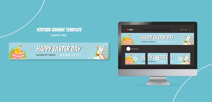 Free PSD easter day celebration youtube banner