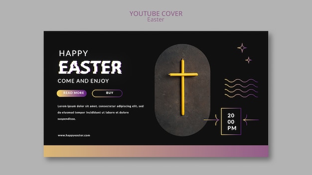 PSD gratuito modello di copertina di youtube per la celebrazione della festa di pasqua