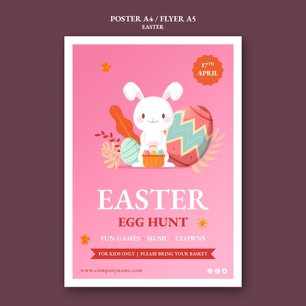 Easter day egg hunt poster template