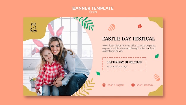 Free PSD easter day festival banner