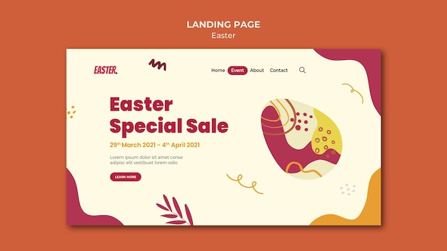 Free PSD easter day landing page template