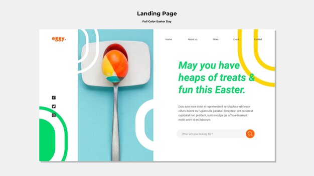 Easter day landing page with colorful details