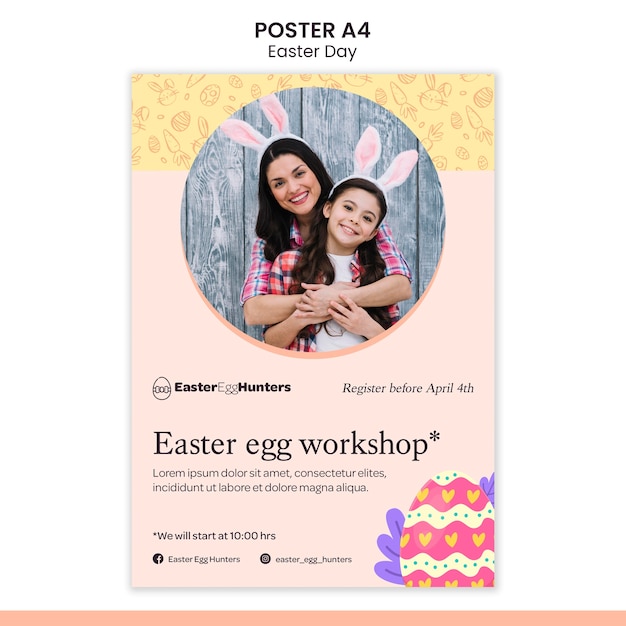 Free PSD easter day poster with photo