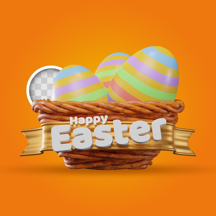 Free PSD easter egg basket 3d illustration