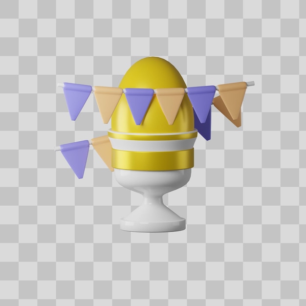 Easter egg with pennant 3d illustration