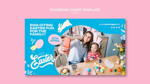 PSD gratuito modello di progettazione della copertina di facebook di pasqua