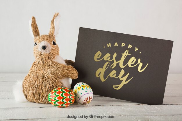 Download Easter mockup with chocolate eggs and black envelope | Free PSD File