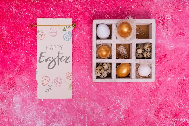 Download Easter mockup with card and chocolate eggs | Free PSD File