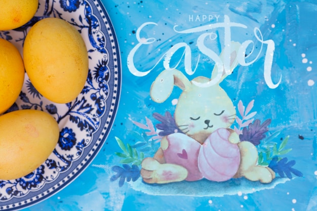 Download Easter mockup with card and chocolate eggs | Free PSD File