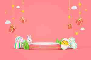 Free PSD easter podium background with eggs