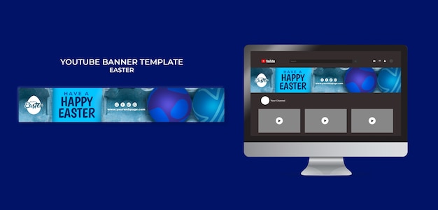 PSD gratuito modello di design artistico del canale youtube di pasqua