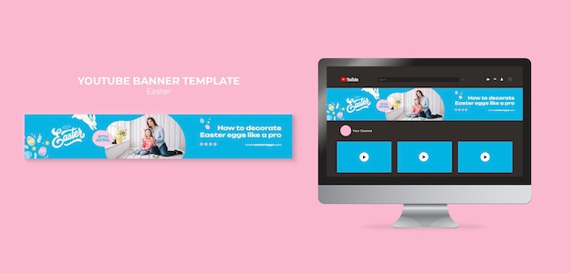 Easter Youtube Channel Art Design Template Free PSD Download