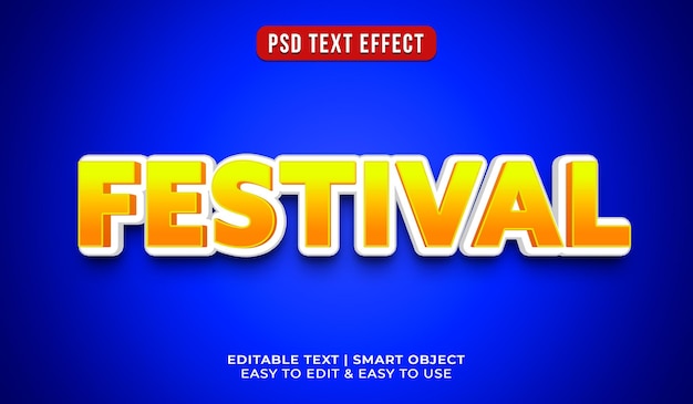 PSD gratuito effetti di testo del festival facili da modificare