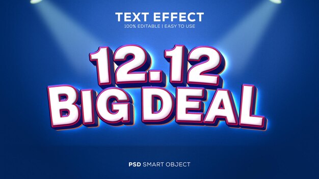 Easy to use and editable 12.12 big deal psd text effect