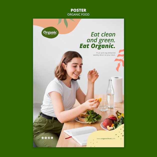 Eat clean and green poster template