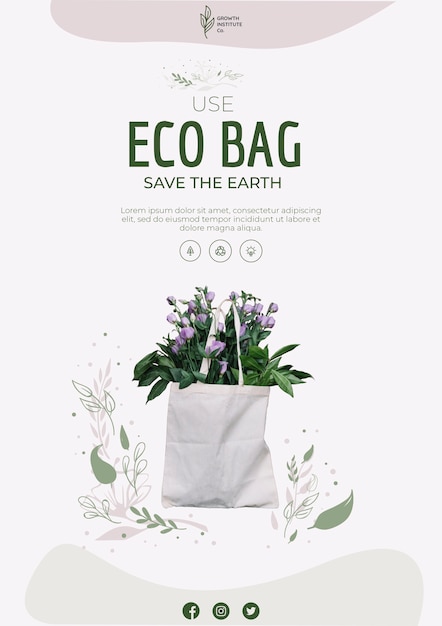 PSD gratuito eco bag per fiori e volantini per lo shopping