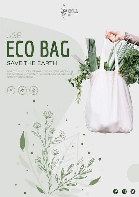 Бесплатный PSD Эко сумка для овощей и покупок
