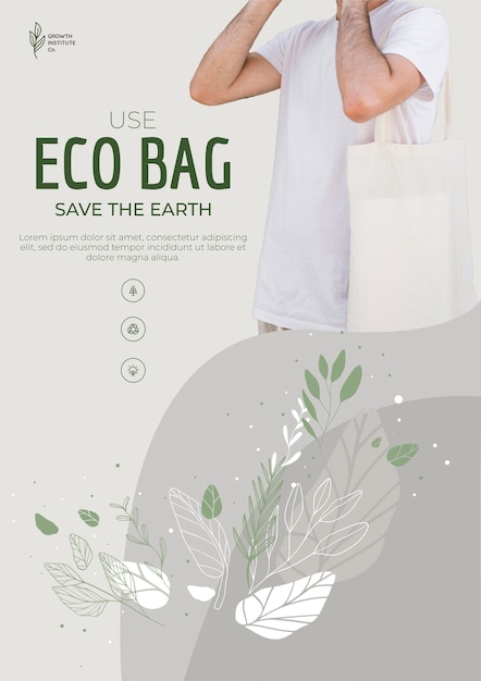 PSD gratuito eco bag riciclare per modello di poster di ambiente