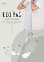 PSD gratuito eco bag riciclare per modello di poster di ambiente