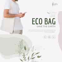 PSD gratuito eco bag ricicla per l'ambiente salva la terra